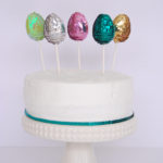 DIY Sequin Easter Egg Cake Toppers