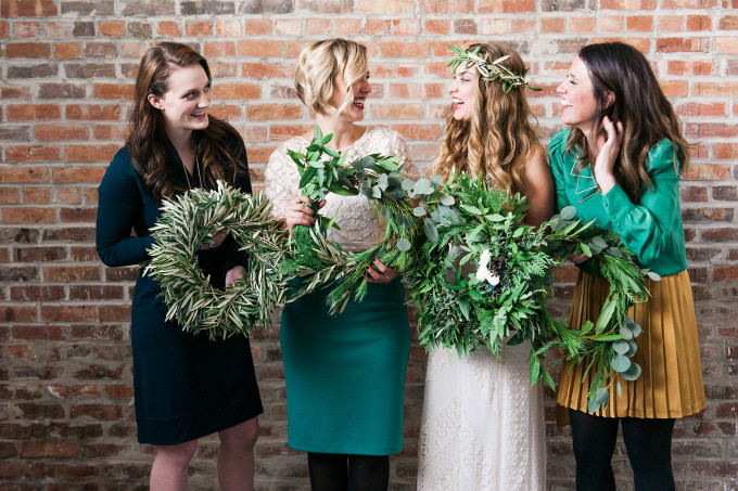 A WREATH-MAKING BRIDAL SHOWER FOR THE HOLIDAYS