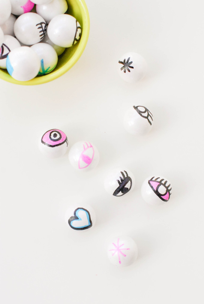 printable valentines with DIY eyeball gumballs