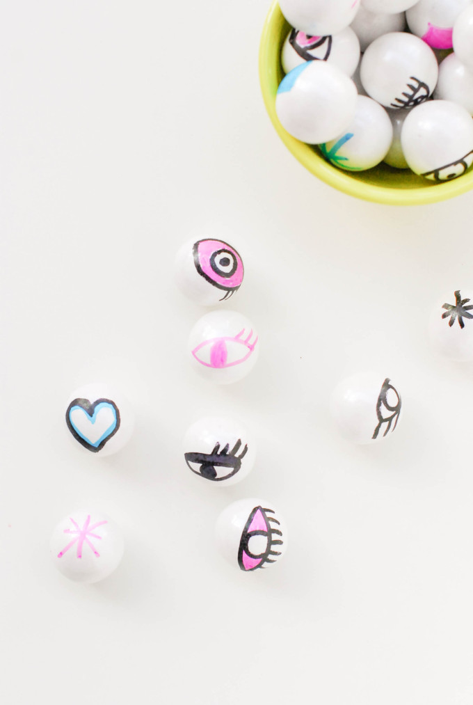 printable valentines with DIY eyeball gumballs