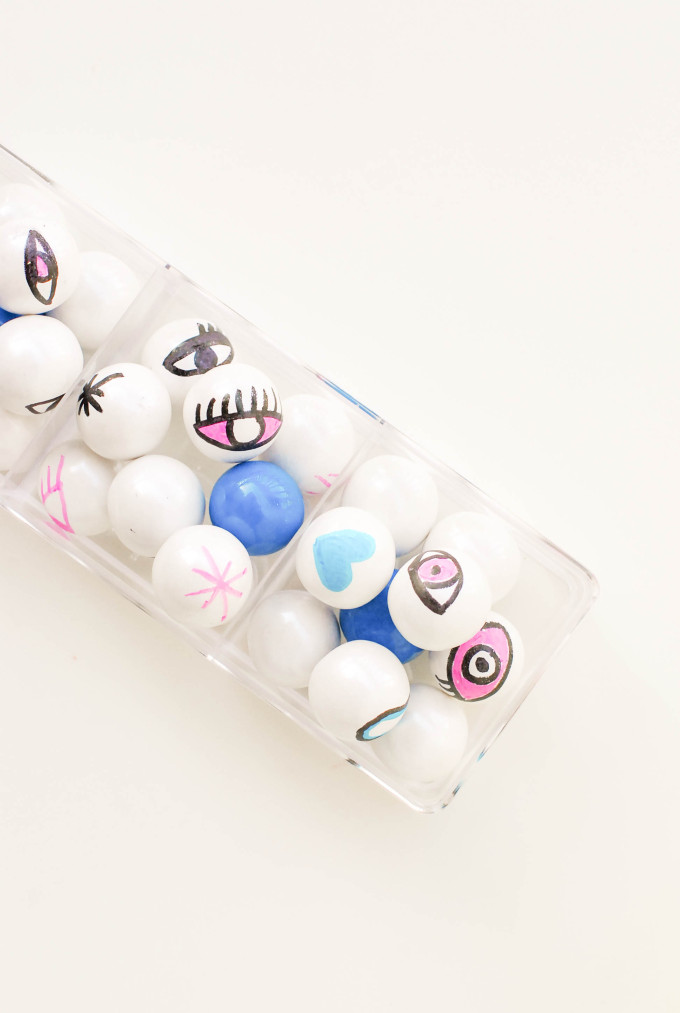 printable valentines with DIY eyeball gumballs