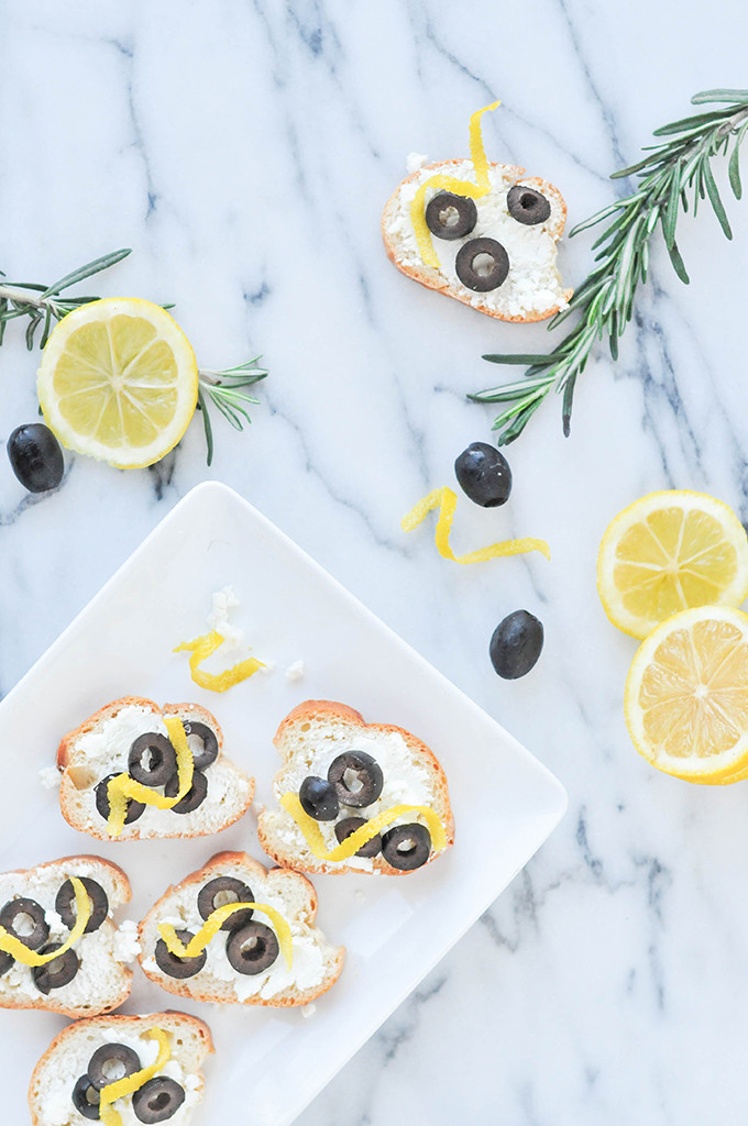 Goat Cheese Bruschetta with Lemon & Rosemary Infused Olive Oil