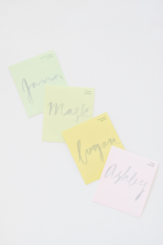 DIY Paint Chip Place Cards For Easter