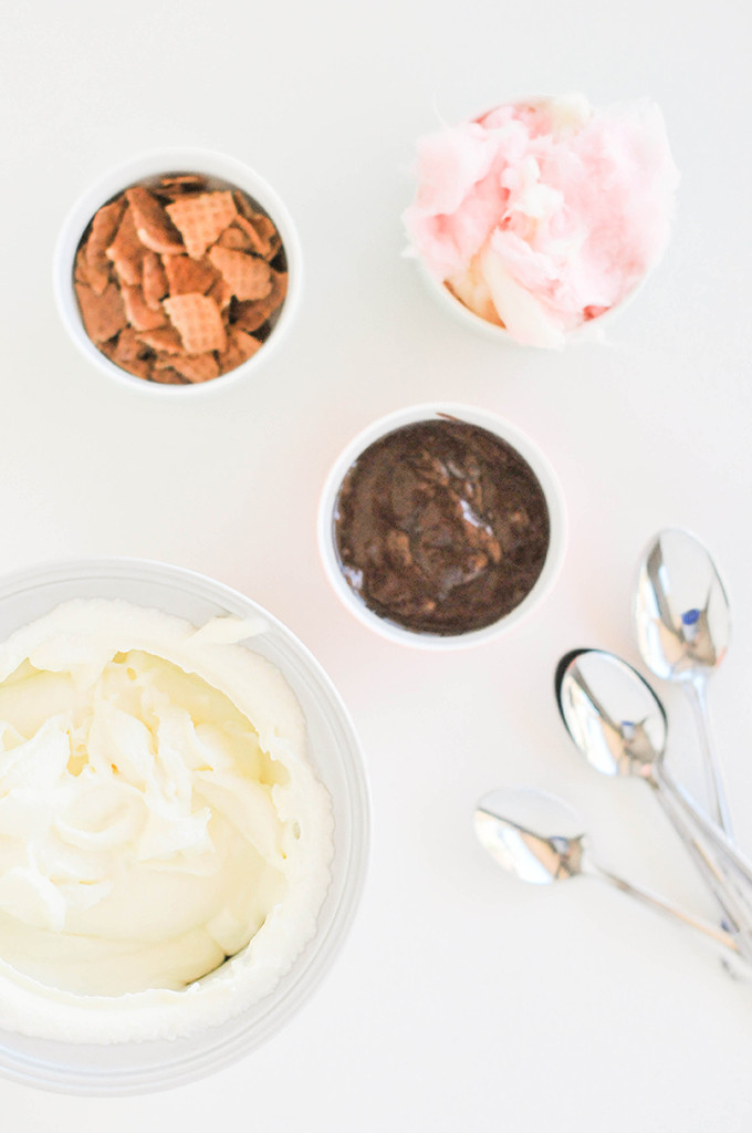 homemade brownie batter and cotton candy ice cream