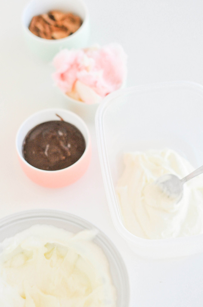 homemade brownie batter and cotton candy ice cream