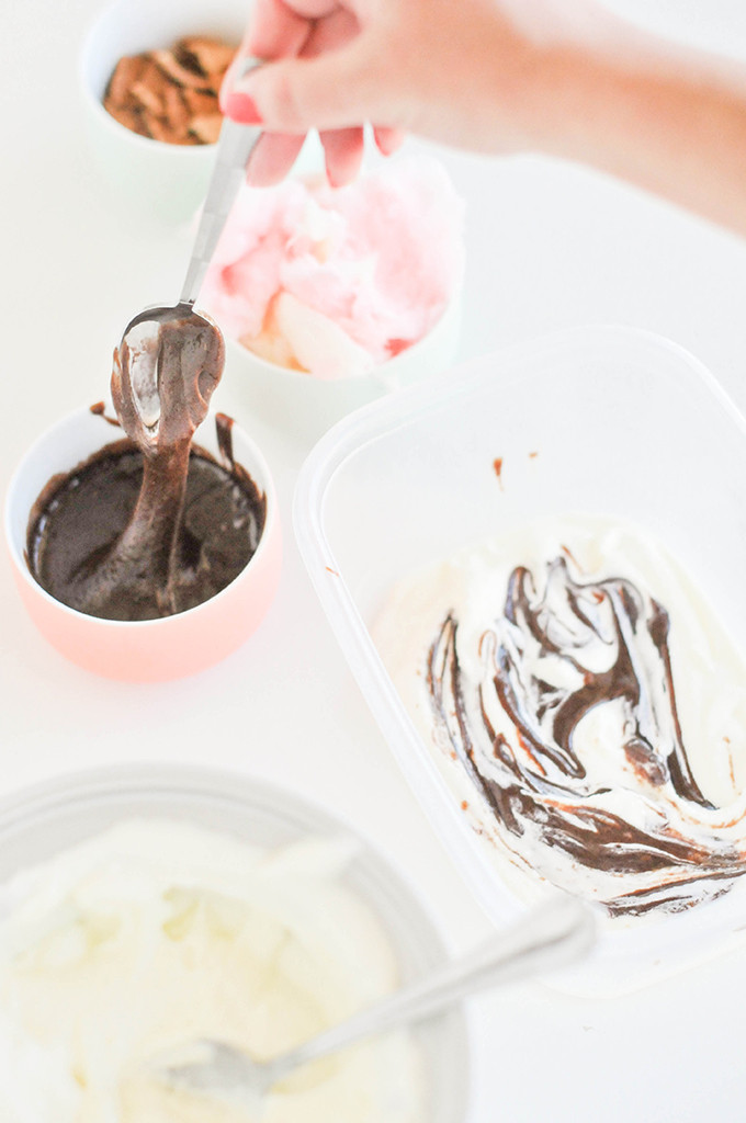 homemade brownie batter and cotton candy ice cream