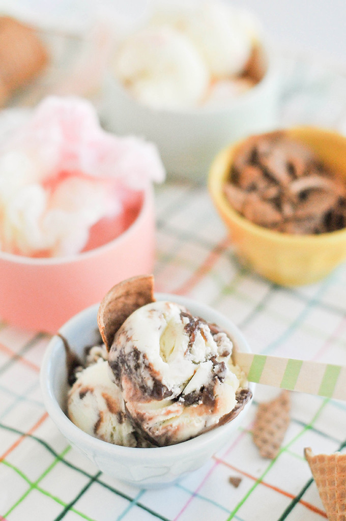 homemade brownie batter and cotton candy ice cream