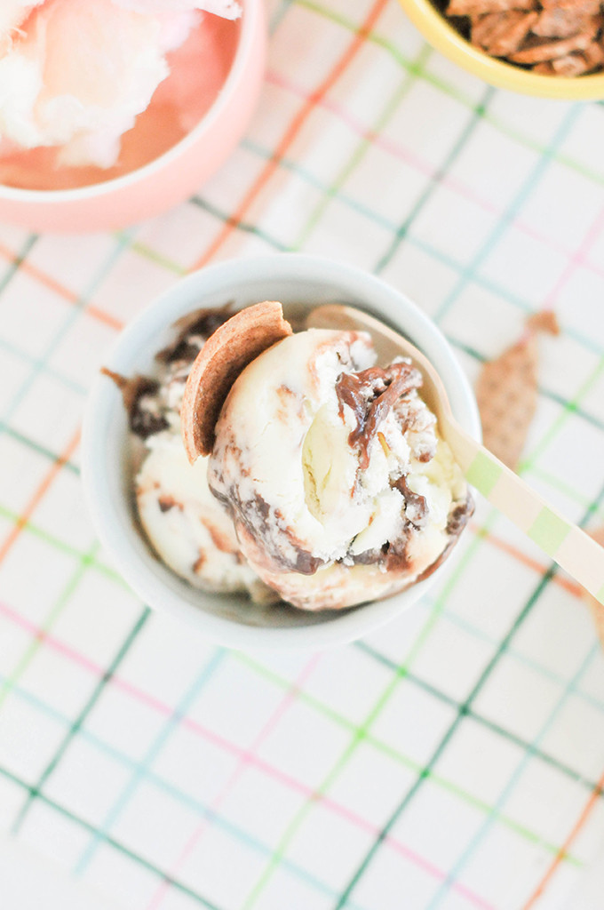 homemade brownie batter and cotton candy ice cream