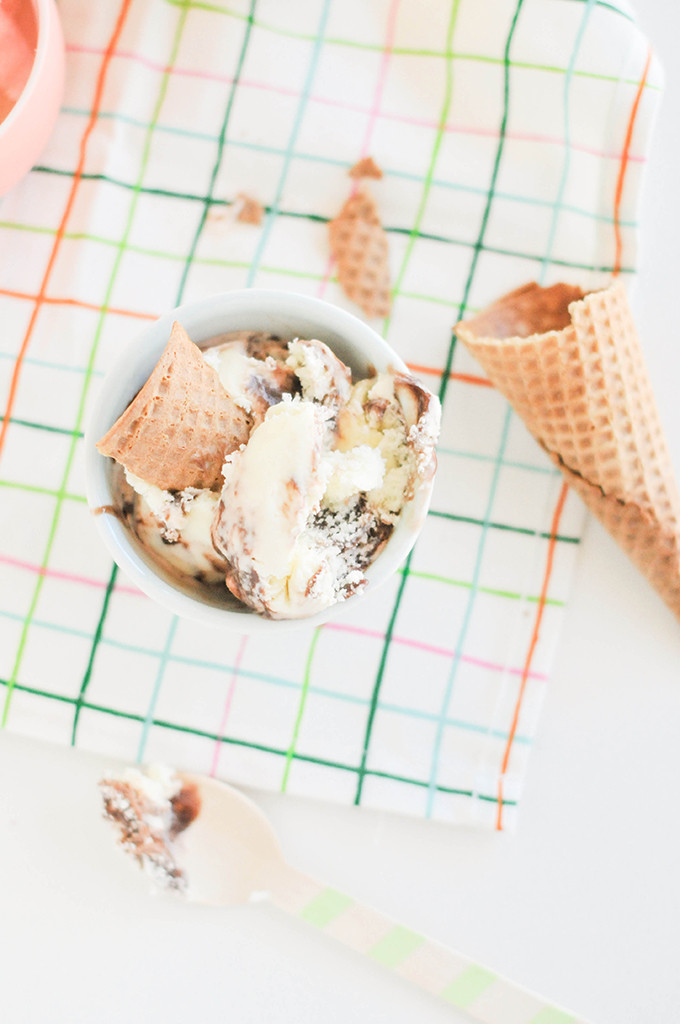 homemade brownie batter and cotton candy ice cream