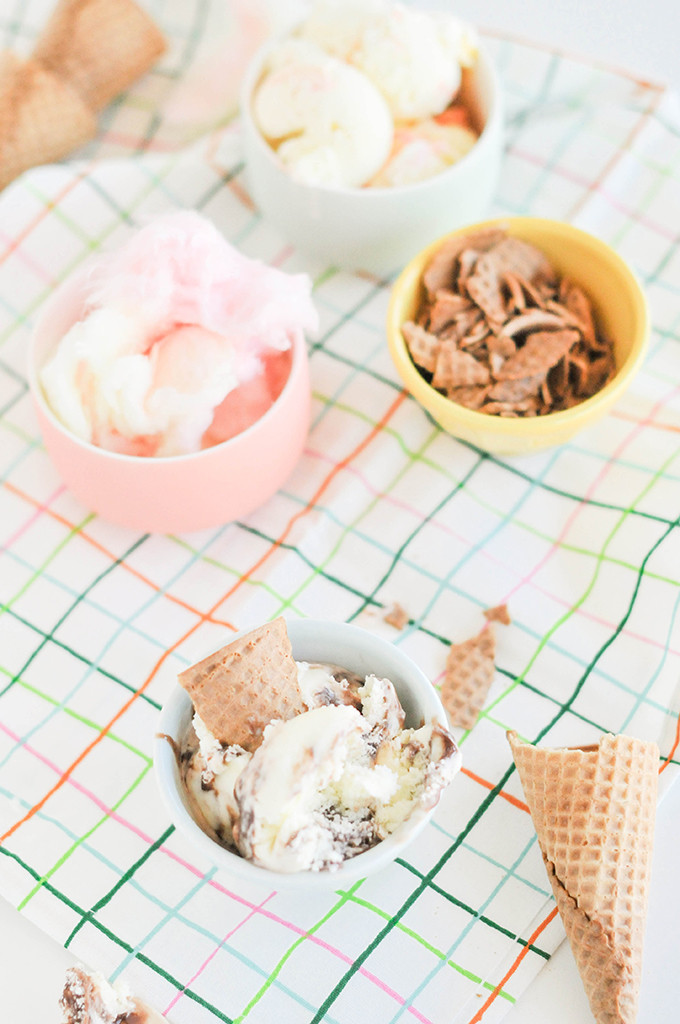 homemade brownie batter and cotton candy ice cream