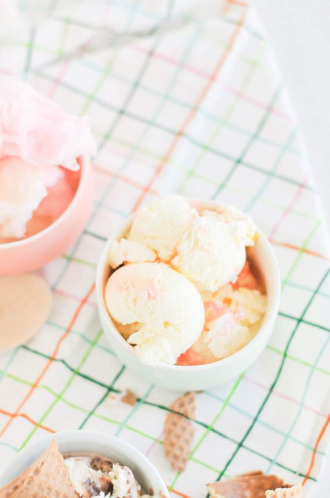 homemade brownie batter and cotton candy ice cream