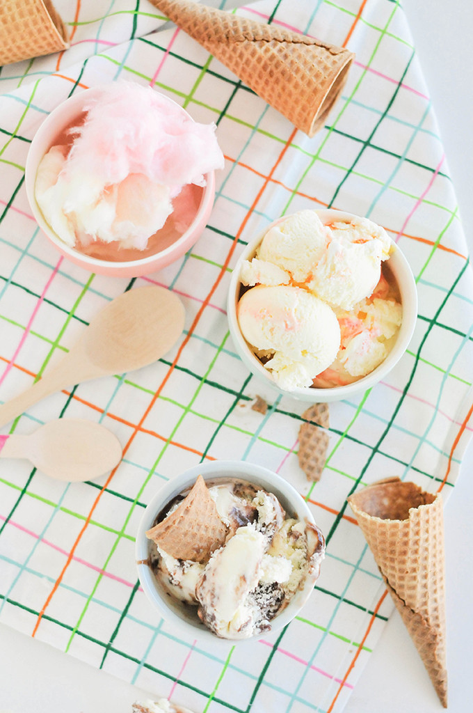 homemade brownie batter and cotton candy ice cream