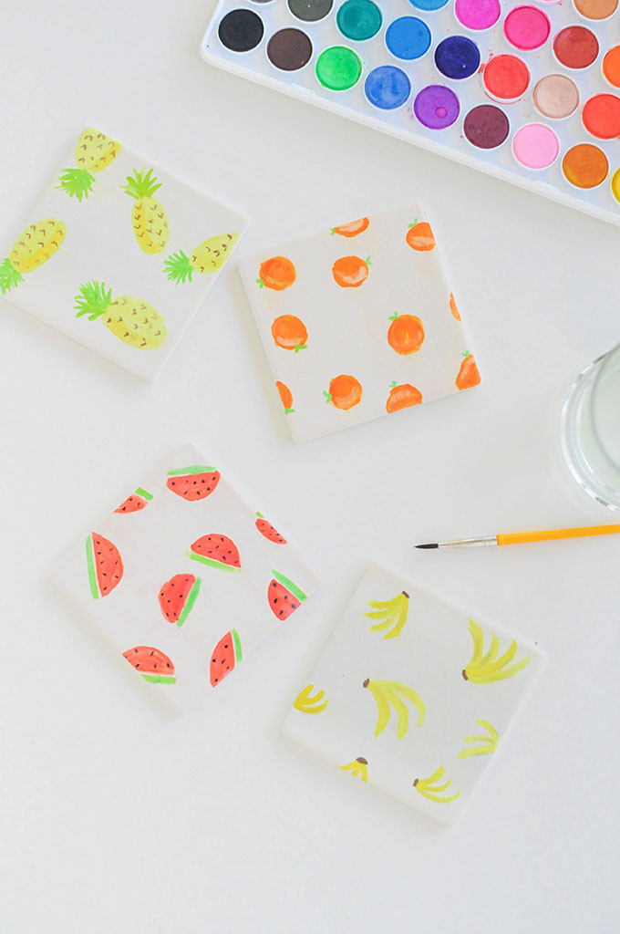 DIY Watercolor Fruit Coasters