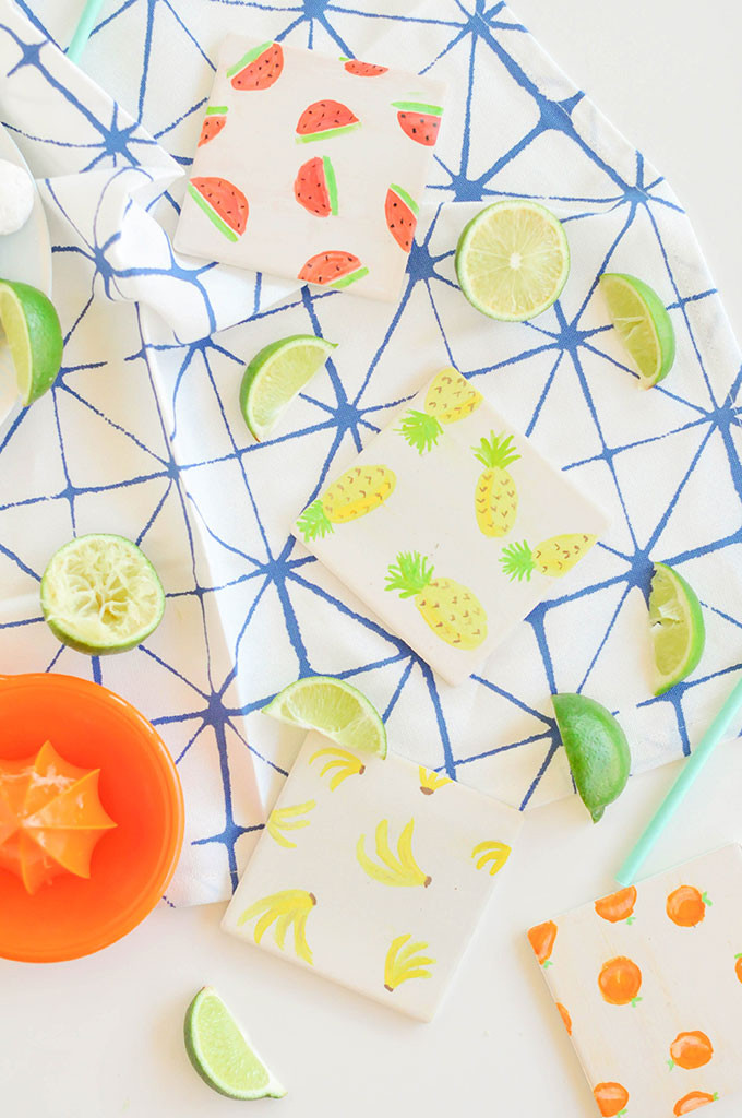 DIY Watercolor Fruit Coasters