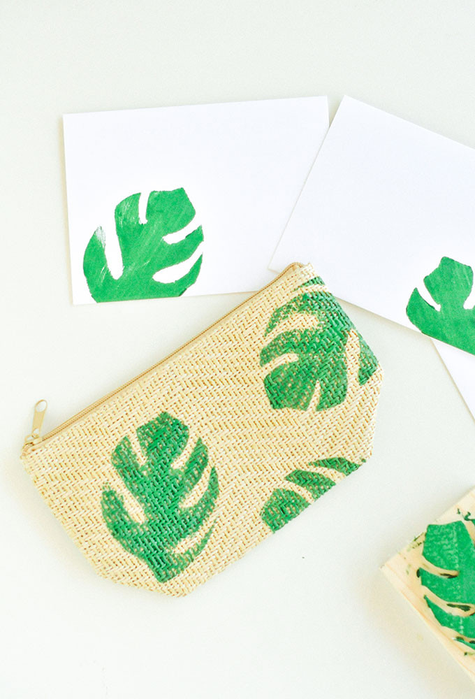 Printed Palm Leaf Pouch