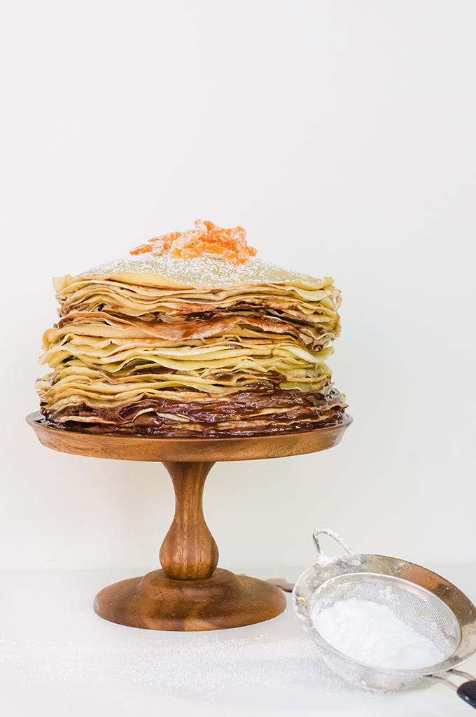 Nutella Crepe Cake with Candied Citrus Zest