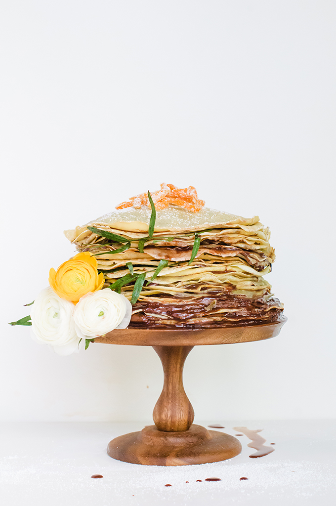 Nutella Crepe Cake with Candied Citrus Zest