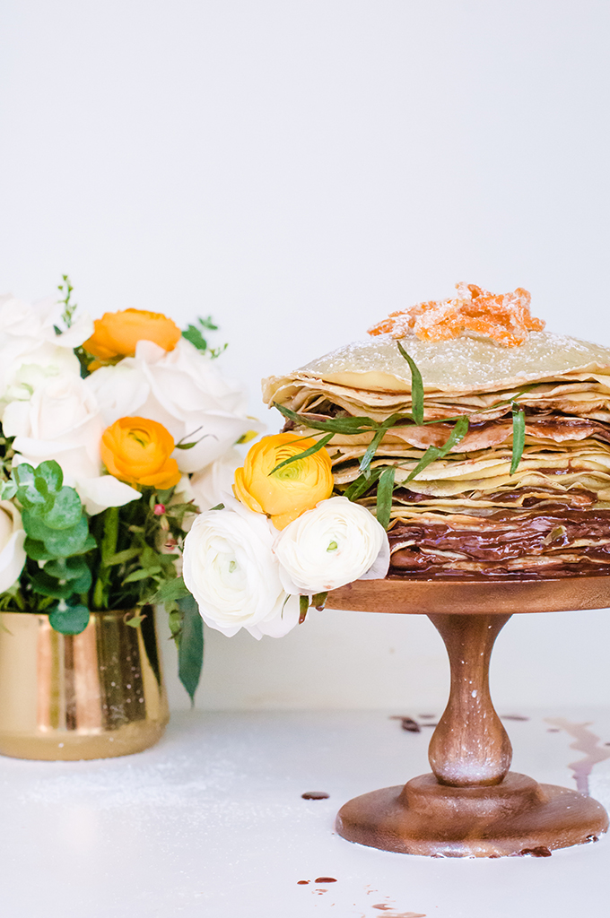 Nutella Crepe Cake with Candied Citrus Zest