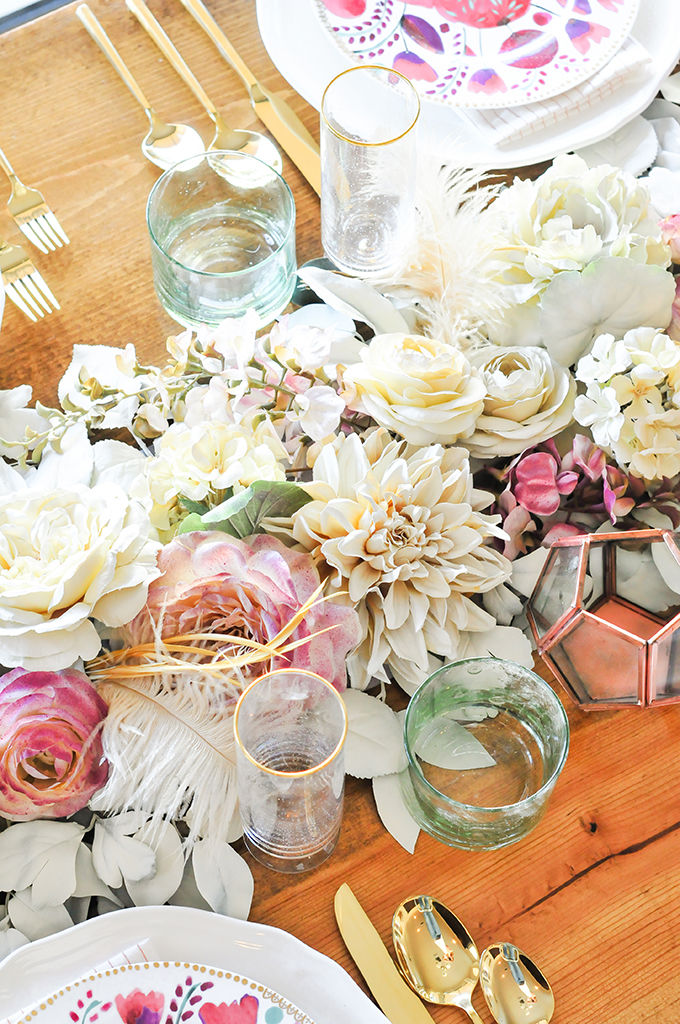 DIY Faux Floral Table Runner For Thanksgiving