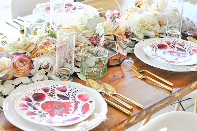 DIY Faux Floral Tablerunner For Thanksgiving 