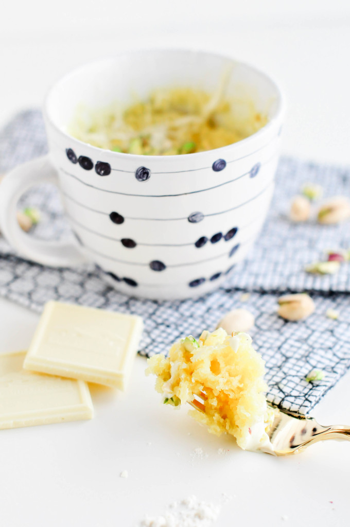 White Chocolate & Pistachio Mug Cake