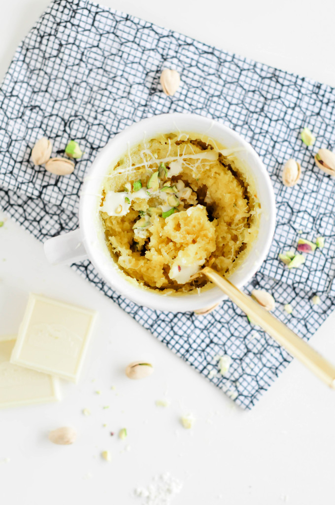 White Chocolate & Pistachio Mug Cake