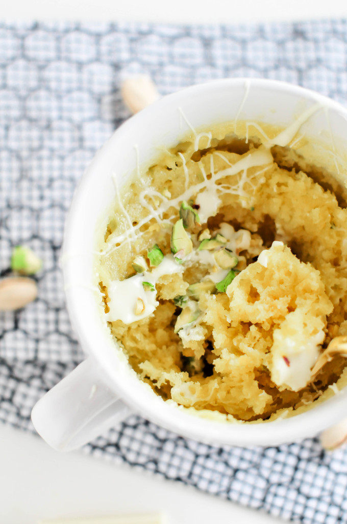 White Chocolate & Pistachio Mug Cake