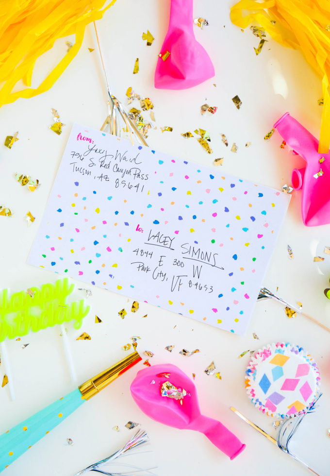 Colorful Party Shipping Label Printable || www.theproperblog.com
