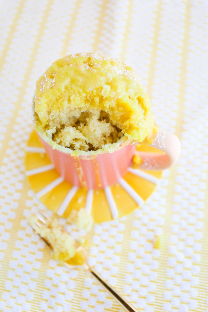 Lemon Olive Oil Mug Cake || www.theproperblog.com