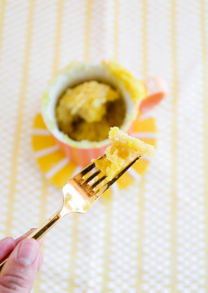 Lemon Olive Oil Mug Cake || www.theproperblog.com