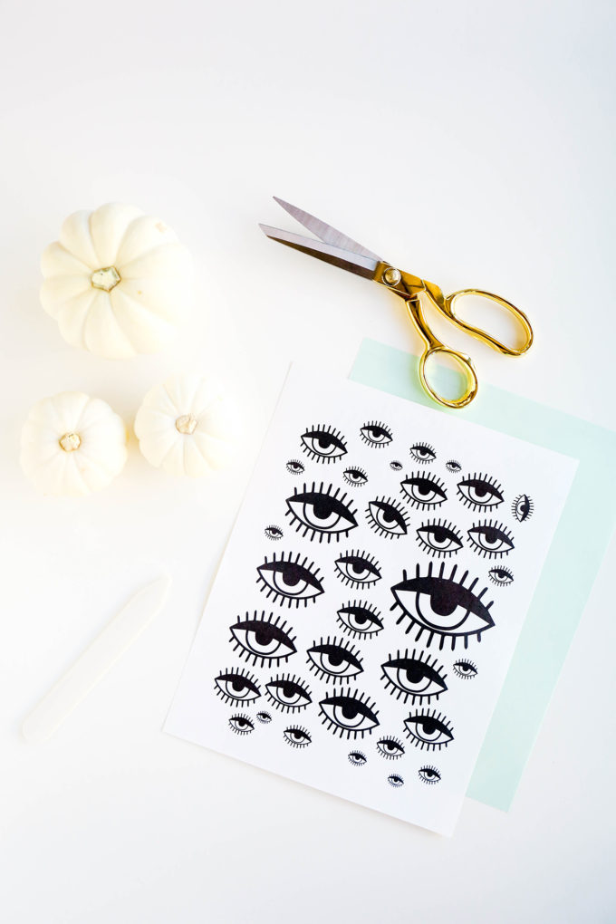 DIY Tattooed Pumpkins with Printable Eyes 