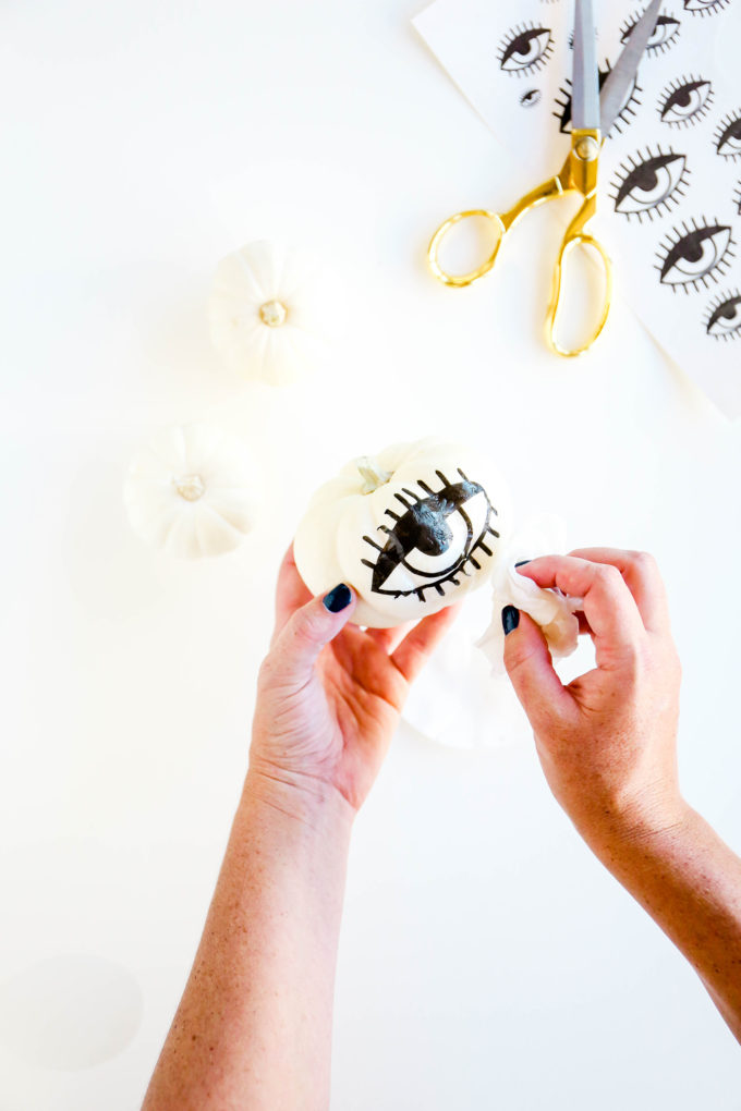 DIY Tattooed Pumpkins with Printable Eyes 