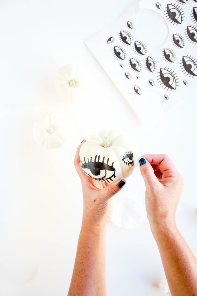 DIY Tattooed Pumpkins with Printable Eyes 