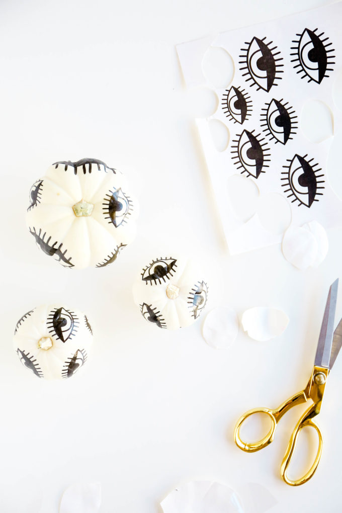 DIY Tattooed Pumpkins with Printable Eyes 