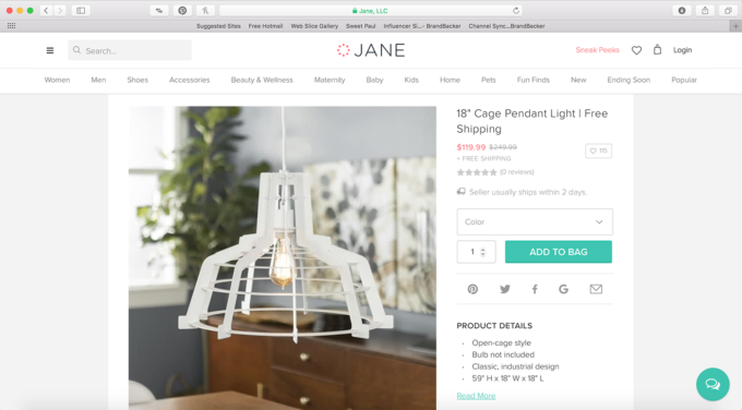 screenshot of pendant at Jane.com