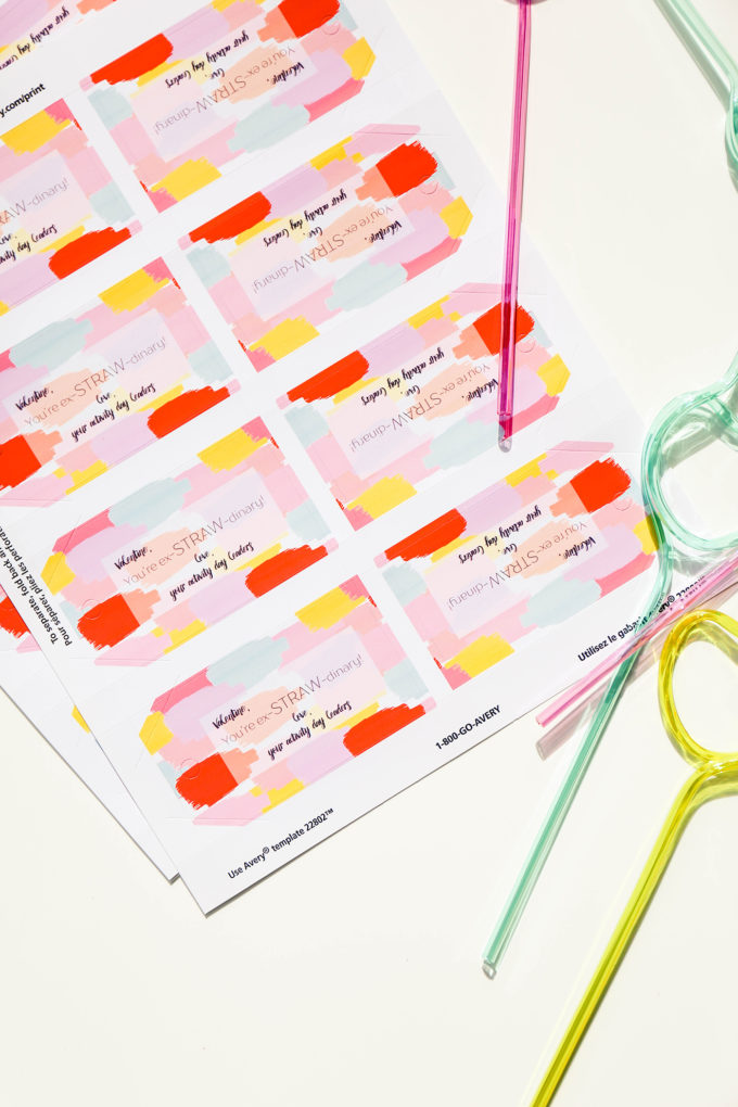 painterly printable valentines with crazy straws 