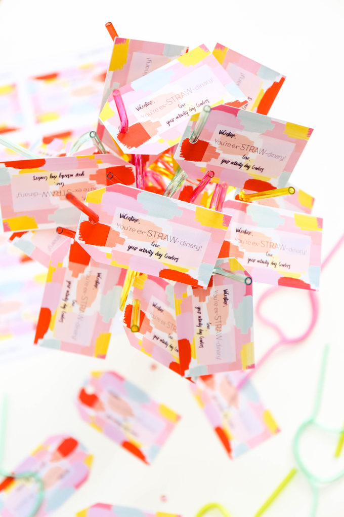 painterly printable valentines with crazy straws 