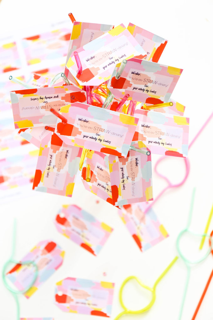 painterly printable valentines with crazy straws