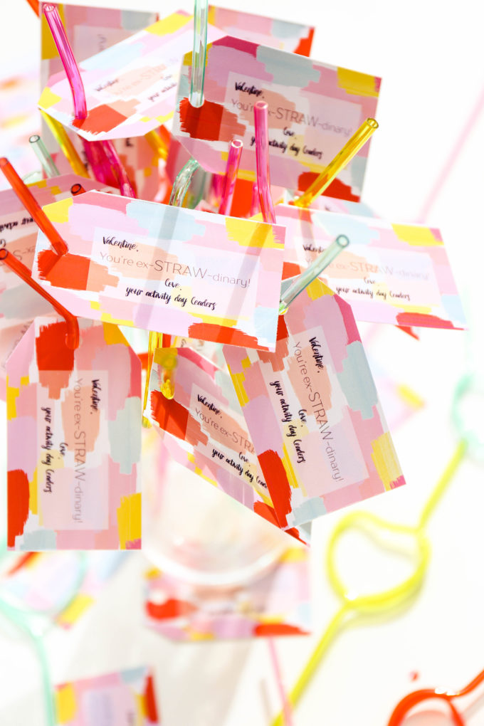 painterly printable valentines with crazy straws 