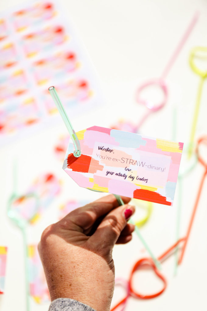 painterly printable valentines with crazy straws 