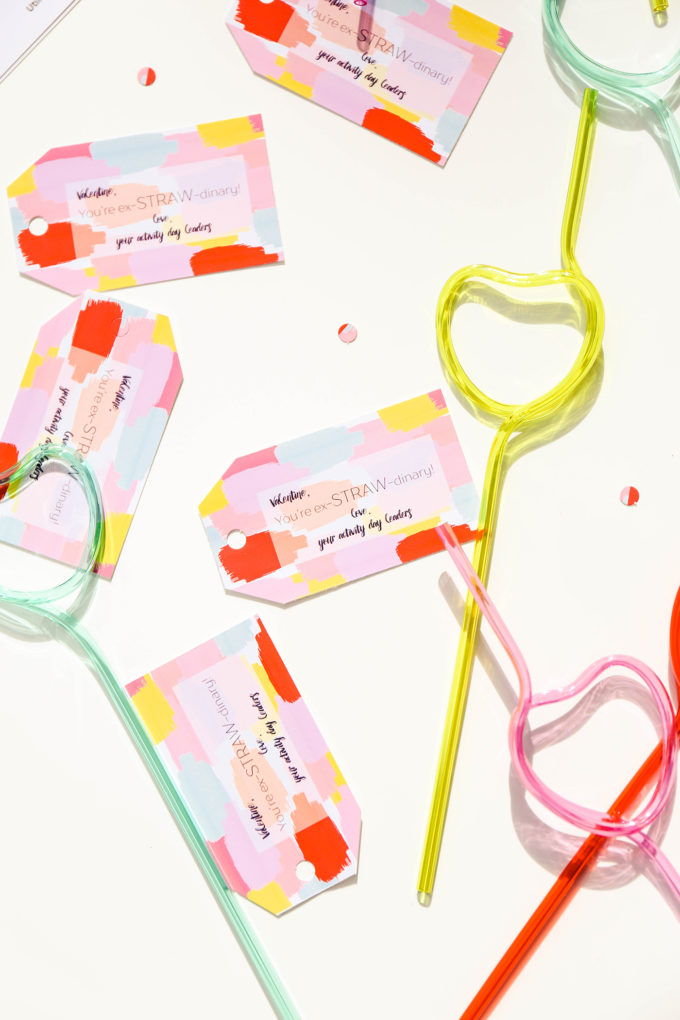 painterly printable valentines with crazy straws 