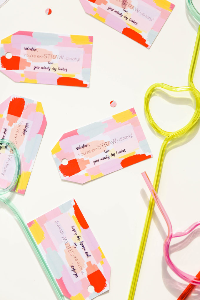 painterly printable valentines with crazy straws 