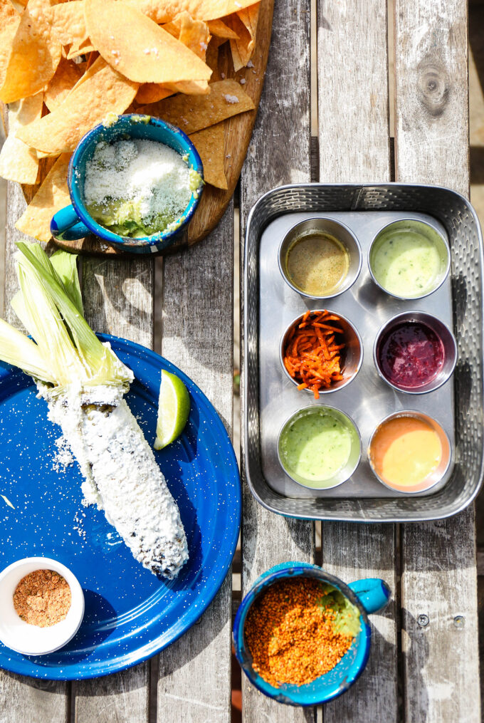 mexican street corn and salsa flight 