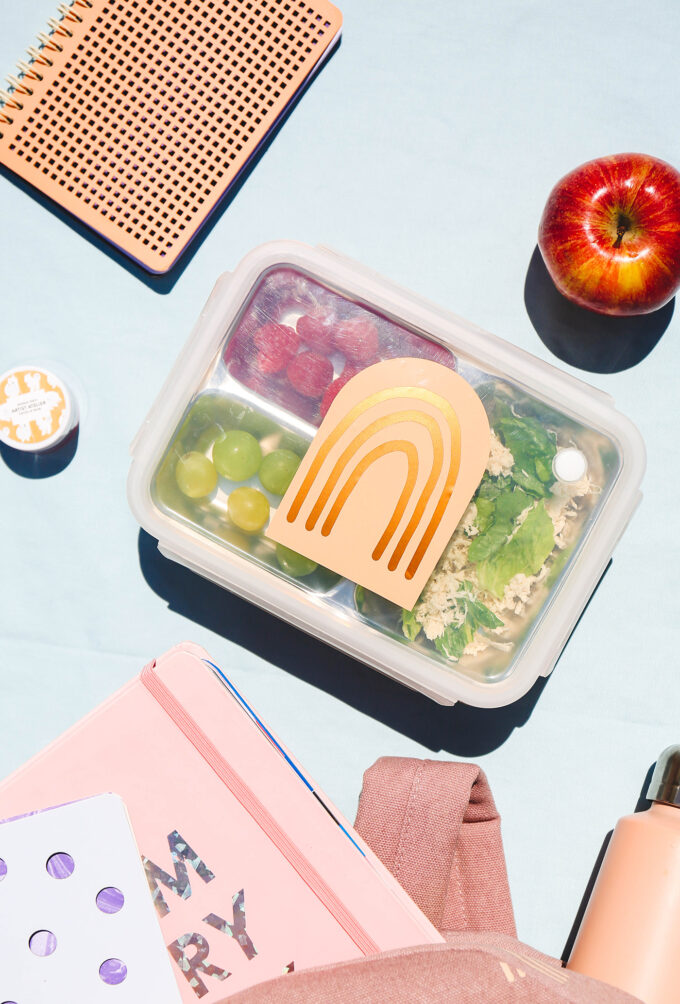 lunch box with boho rainbow