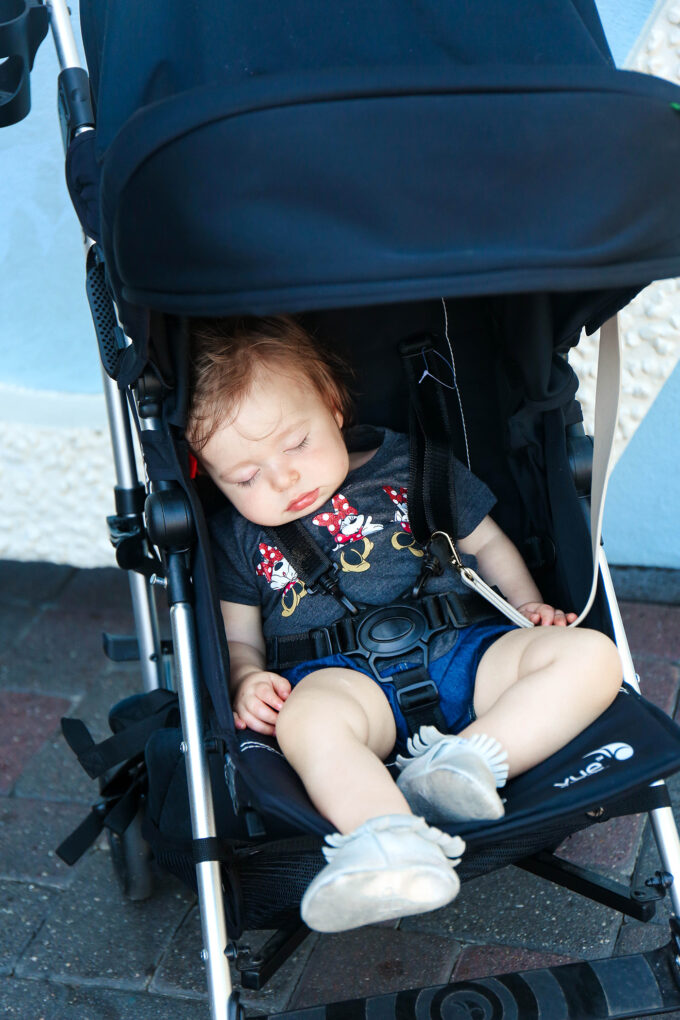 baby asleep in Disneyland 