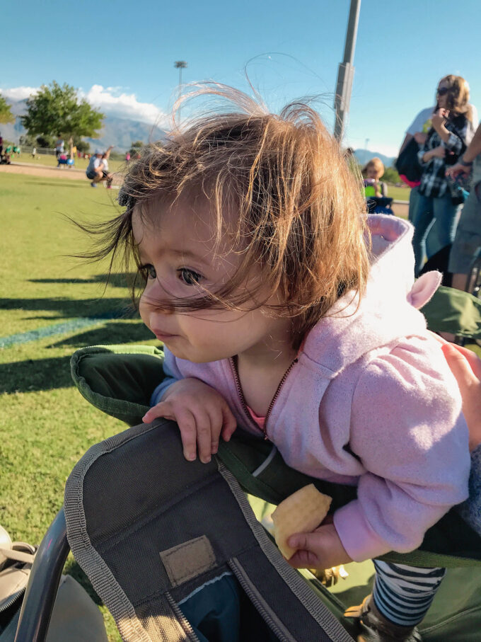 baby in camping chair 