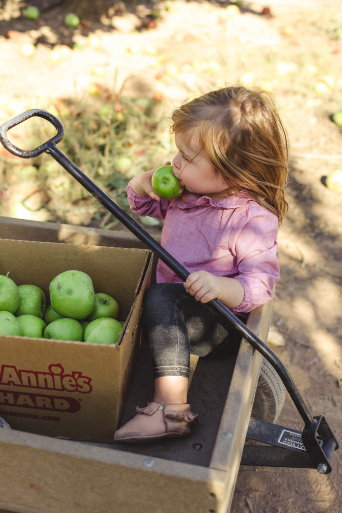 little girl eating apple 