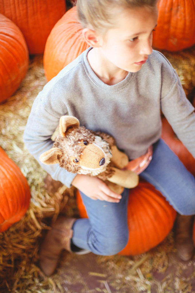 little girl holding stuffed animal 