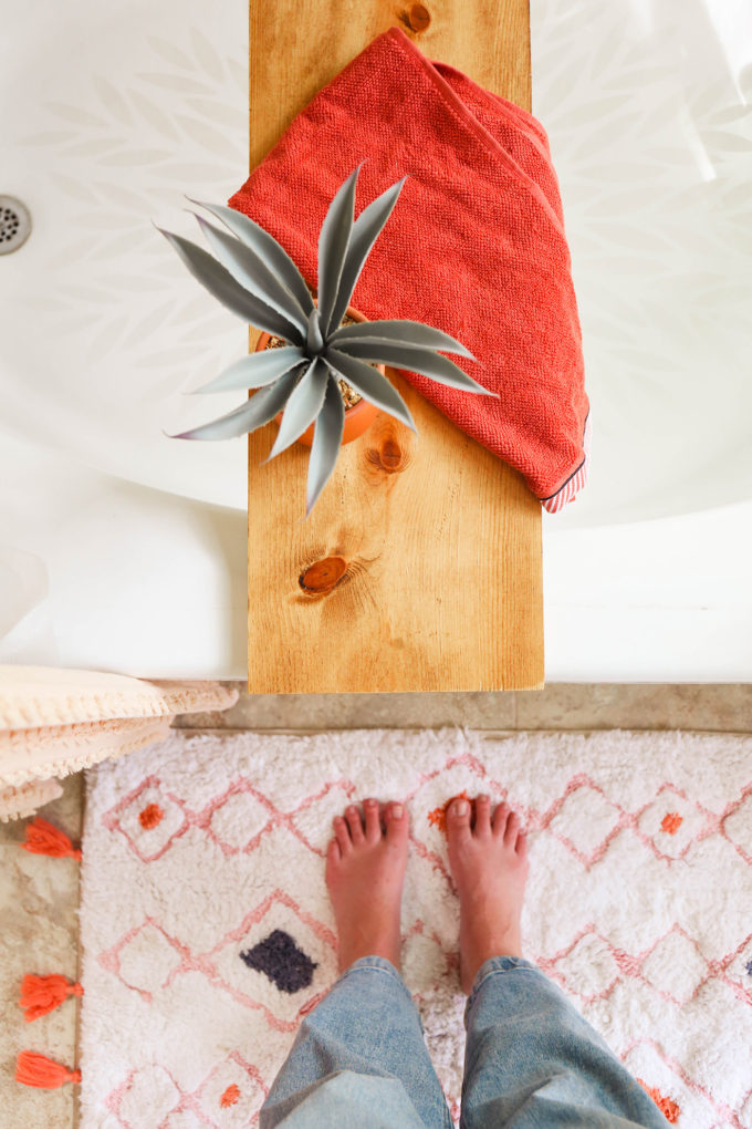 overhead shot of bath tray 