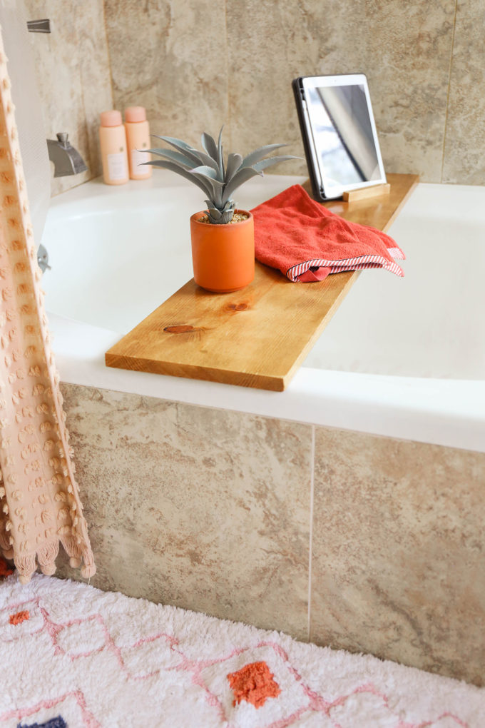 DIY wooden bath tray 